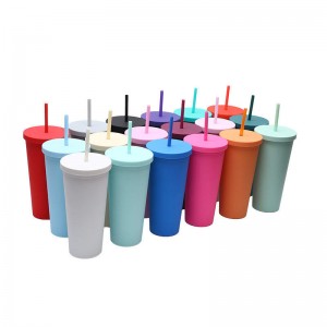 Wholesale High Quality Plastic Cups Custom Color Straw Cups