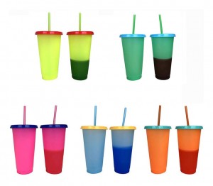 Color Changing Cup Plastic Drinking Cup Milk Tea Cola Storage Cup Durable