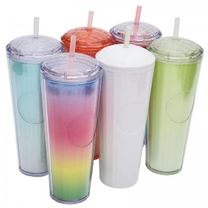 Reusable Coffee Cup Clear Plastic Cup 750ml Drinking Cup With Straw