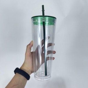 Straw Transparent Plastic Water Cup Large Capacity Household Water Cup