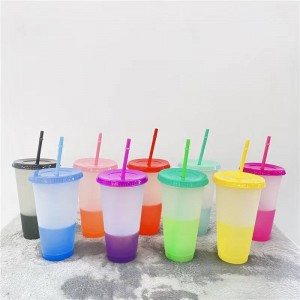 Color Changing Cup Large Capacity PP Plastic Cup Custom Logo Cup