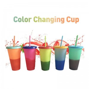 Color Changing Cup Plastic Drinking Cup Milk Tea Cola Storage Cup Durable