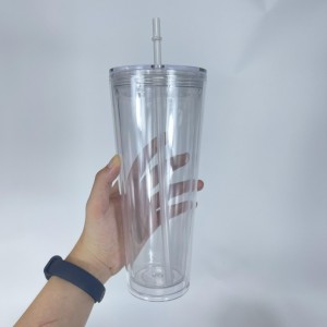 Straw Transparent Plastic Water Cup Large Capacity Household Water Cup