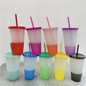 Color Changing Cup Large Capacity PP Plastic Cup Custom Logo Cup