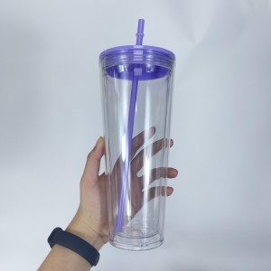 Straw Transparent Plastic Water Cup Large Capacity Household Water Cup